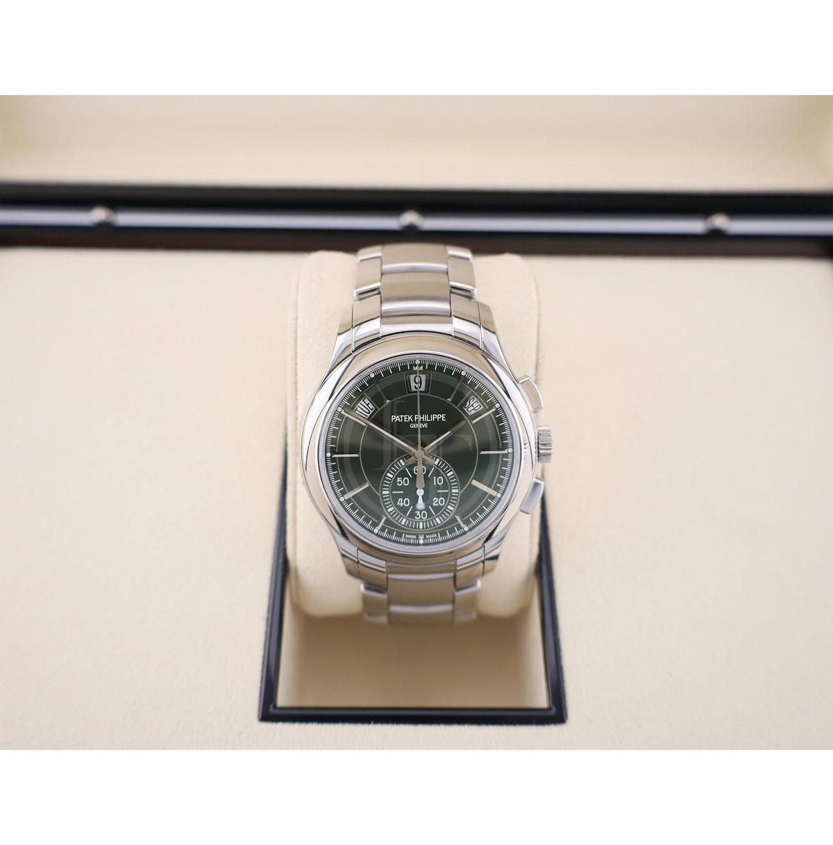 Patek Philippe Complications Flyback Chronograph Annual Calendar Stainless Steel Olive Green Dial | 5905/1A-001